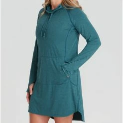 NRS Silkweight Hoodie Dress - Women's -BackcountryGear Whop 10112 02 Mediterranea Model FrontCrop 090121 rsz 76838.1677129837