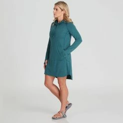 NRS Silkweight Hoodie Dress - Women's -BackcountryGear Whop 10112 02 Mediterranea Model Front 090121 rsz 94840.1677129837