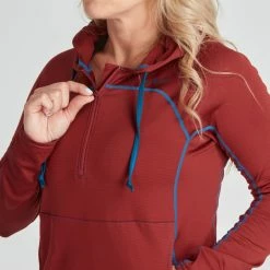 NRS Lightweight Hoodie - Women's -BackcountryGear Whop 10121 05 Vino Model Zipper 070821 2000x2000 rsz 91795.1647971403