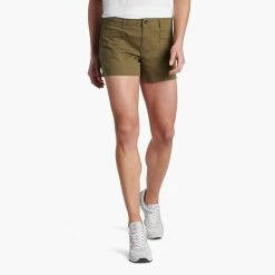 KUHL Kontour Short 4 Inch - Women's (Spring 2022) -BackcountryGear Whop 6376 kontour short 4in olive front rsz 35496.1645316736