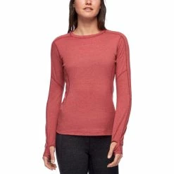 Black Diamond Solution 150 Merino Baselayer Crew - Women's -BackcountryGear Whop 760021 6012 wsolution150merinobasecrw wildrose om front 50650.1626822943