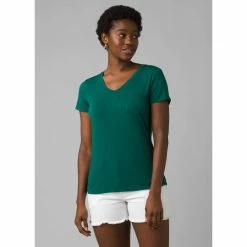 Prana Foundation Short Sleeve V Neck - Women's (Spring 2022) -BackcountryGear Whop W11170142 DEEPPINEHEATHER ALT 5 rsz 90260.1644208740
