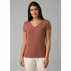 Prana Foundation Short Sleeve V Neck - Women's (Spring 2022) -BackcountryGear Whop W11170142 TERRAHEATHER rsz 13777.1653672738