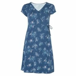 Sherpa Padma Wrap Dress - Women's (Spring 2022) -BackcountryGear Whop padma wrap dress blue front 31793.1664924762