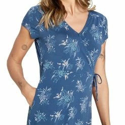 Sherpa Padma Wrap Dress - Women's (Spring 2022) -BackcountryGear Whop padma wrap dress blue model front rsz 25922.1664924748
