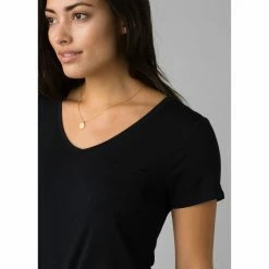 Prana Foundation Short Sleeve V Neck - Women's (Spring 2022) -BackcountryGear Whop w11170142 black alt 5foundationssvneck rsz 19678.1644208737